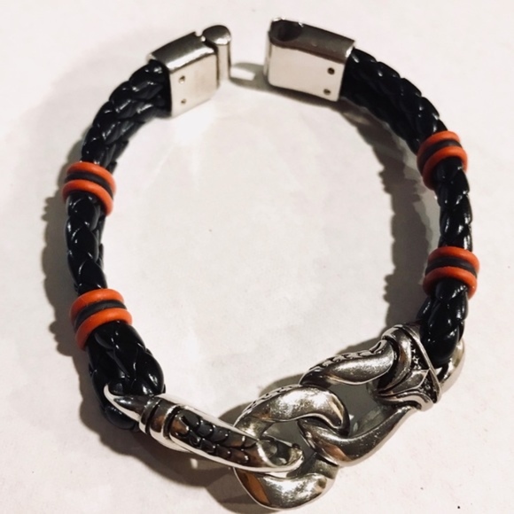 Other - Black leather bracelet